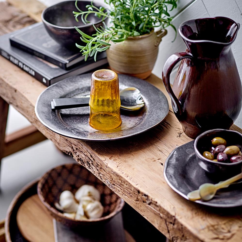 Bloomingville Linne Schale bronze aus Steingut – Servierschale & Obstschale für Küche und Tischdeko