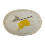 Bloomingville Hadden Servierplatte Steingut gelb Zitrone 36 cm