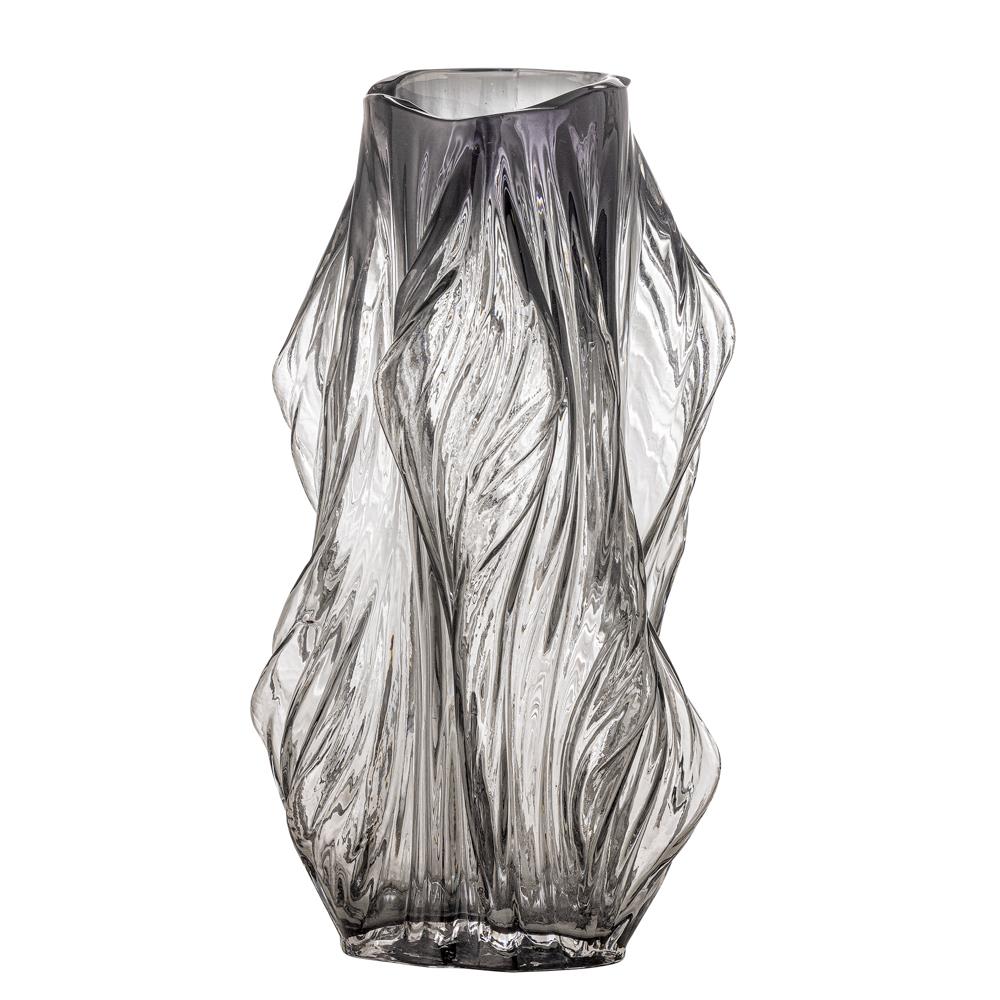 Bloomingville Tulla Vase aus Glas in Grau – große Glasvase für Wohnzimmer & Tischdeko