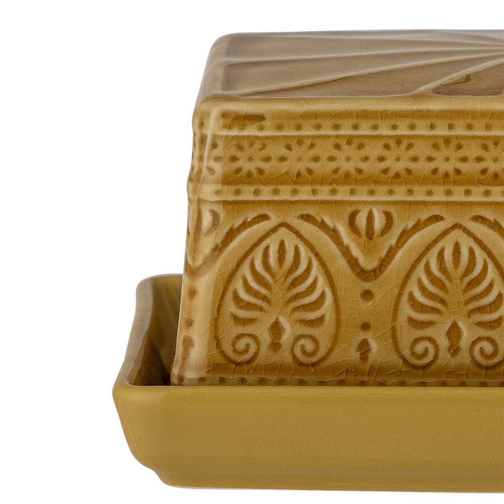Bloomingville Rani Butterdose Gelb Steingut mit Crackle-Glasur dänisches Design