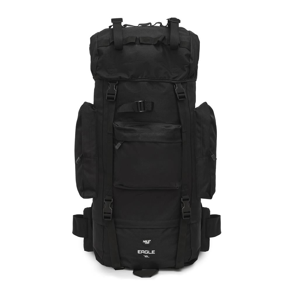 NILS CAMP Militärrucksack Eagle 70L Schwarz - Trekking Rucksack Outdoor Camping Survival