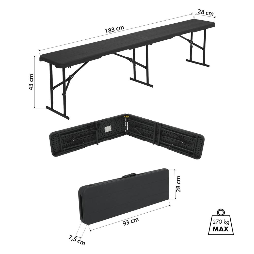 NILS CAMP Klappbank 180 cm für Garten Camping und Events faltbare Sitzbank Outdoor