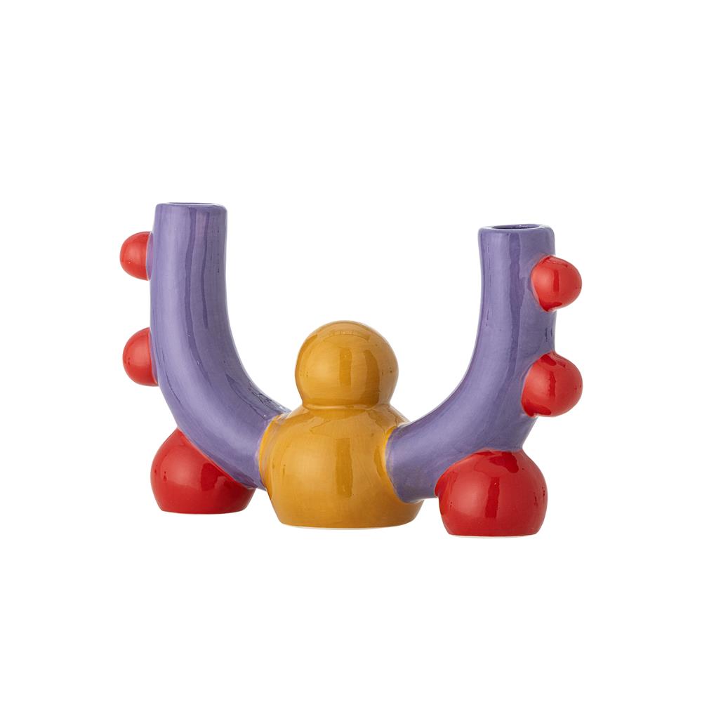 Bloomingville Edivia Kerzenhalter bunt - Steingut Kerzenständer skulptural für Tischdeko & Wohnzimmer