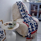 Bloomingville Rimme Decke 160x130 cm bunt - Plaid aus recycelter Baumwolle mit Wellenmuster für Sofa